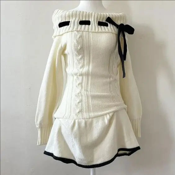 Robe Tricotée Nœud Femme