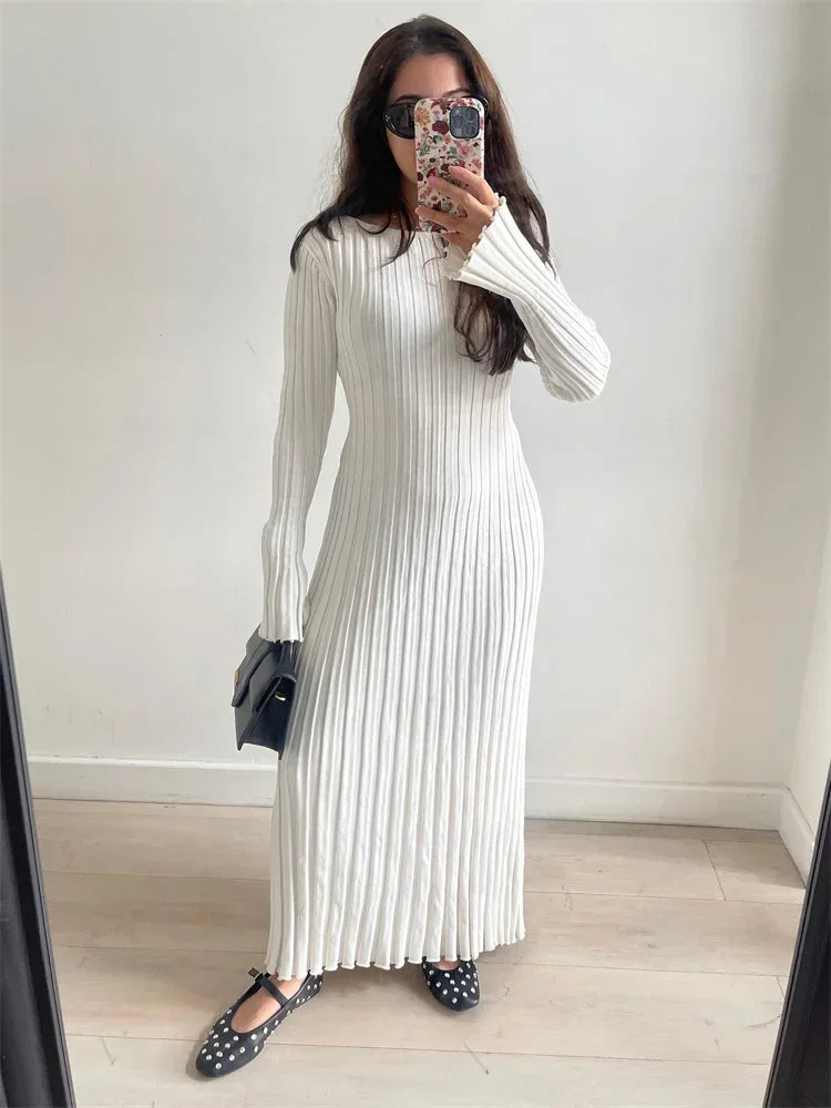 Robe Tricotée Maxi Femme