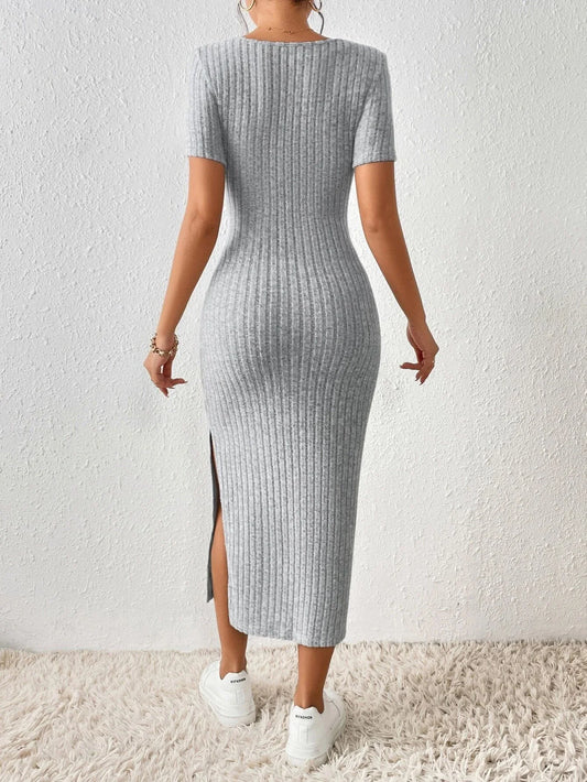 Robe Tricotée Col Carré
